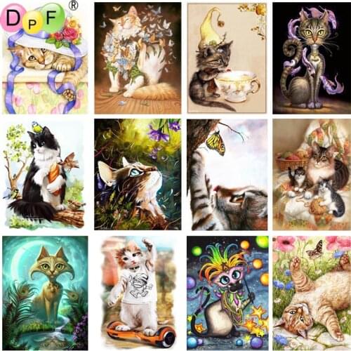 DPF DIY 5D Full Round Diamond Embroidery Diamond Painting lovely kitten Magic Cube Cross Stitch Art Crafts Mosaic Home Decor