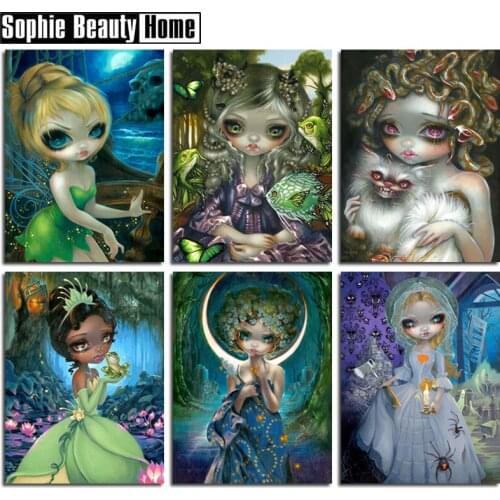 Needlework 5D Diy Diamond Painting Cross Stitch Cartoon Cute Girls Diamond Embroidery Full Drill Diamond Mosaic Picture 19B005