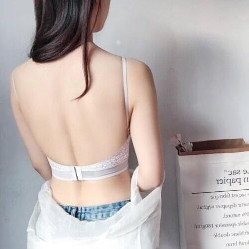 Invisible U Backless Bra Sexy Lace Bralette Wire Free Seamless Push Up Bra French Triangle Cup Thin Section Bras For Women