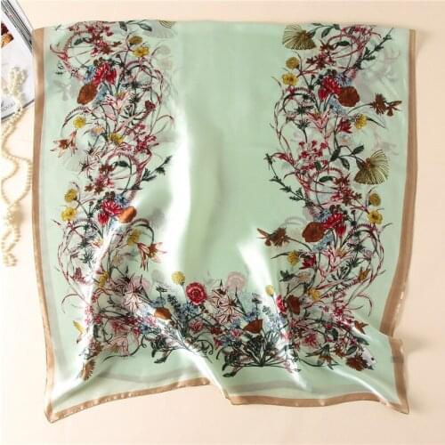 2019 new Korean fashion wild flower scarves female outside holiday silk scarf beach beach towel long scarf Oversized wild scarf