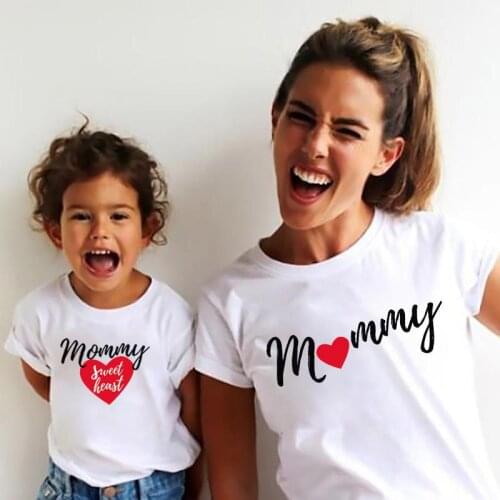 Baby Girl And Mother Clothes Summer Casual Tshirt Family Look Mommy And Daughter Matching Clothes Letter Print Short-Sleeve Tops