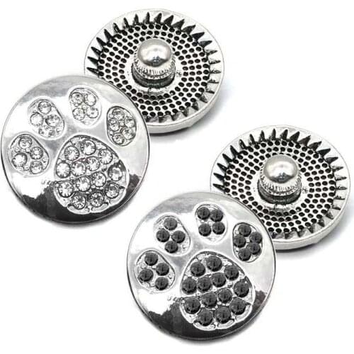 Wholesale metal Rhinestone Dog Snap Buttons w241 flowers Diy Jewelry fit 18mm Snap button Necklaces/Bracelets for women