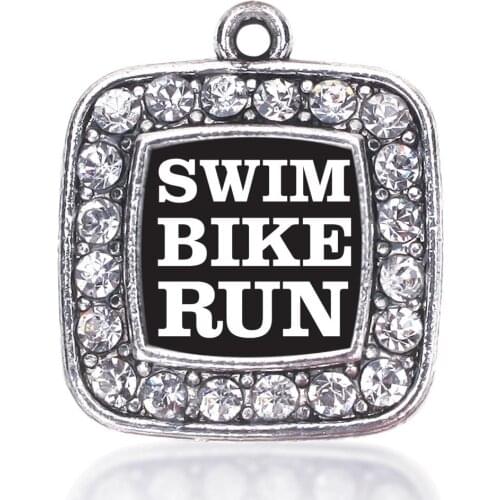 THE SWIM BIKE RUN TRIATHLETES SQUARE CHARM