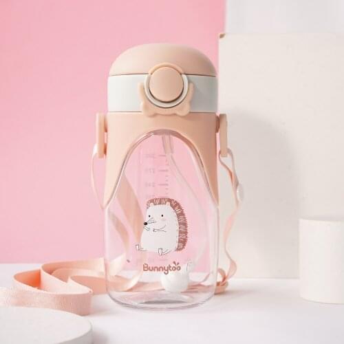 330ML Portable Summer Shoulder Strap Water Bottle Childrens Strap Cup with Straw Kindergarten Students Water Cup Kettle