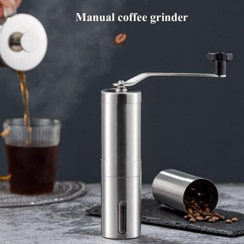 Silver Manual Coffee Grinder Stainless Steel Hand Handmade Coffee Bean Burr Mill Kitchen Tool Crocus Grinders