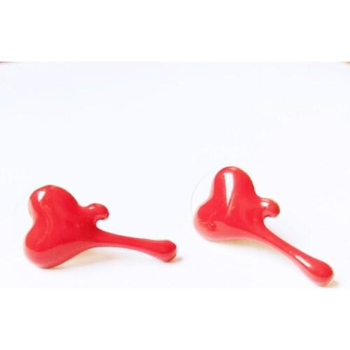Red Oil Drip Heart Bleed Stud Earrings Peach Heart Tears Korea Earrings For Women Girls Gift Jewelry Halloween Party Brincos New