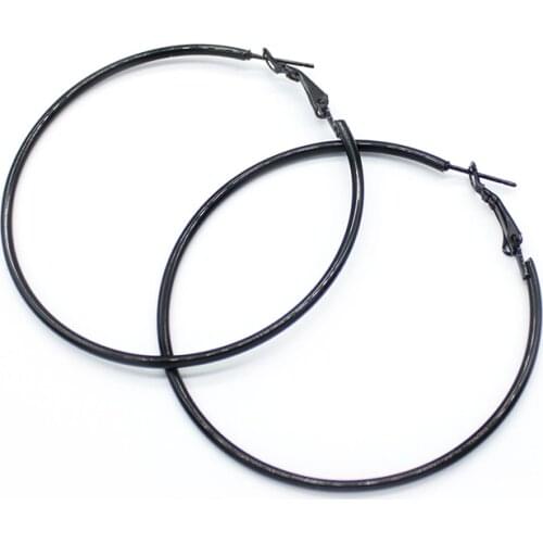 Big Circle Black Gold Silver Color Simple Hoop Earring For Women 3 Colors Round Punk Statement Earrings Fashion Jewelry