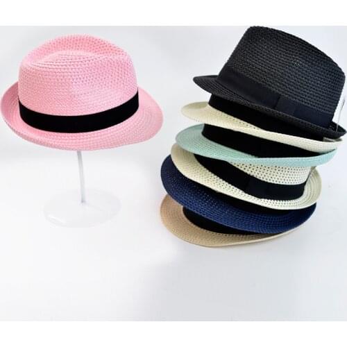 Wholesale Breathable Short Brim Straw Hat Summer Sun Hat for Women Men Fashion Colorful Jazz Beach Hat Summer Kuntucky derby Hat
