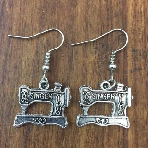 Student mathematics compass ruler pendant earrings asymmetric scissors sewing machine earrings female student jewelry