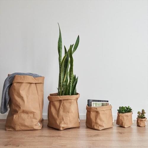 Flower vase Bag Basket Flowerpot Cover Baby Clothing Toy Organizer Kraft Paper Storage Bags Washable Plants Vegetable Grow Bag