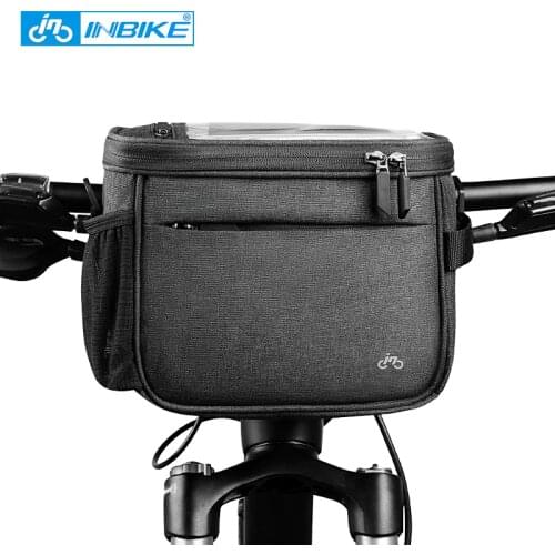 INBIKE Bicycle Handlebar Bag Large Capacity Waterproof Bike Front Bag Bike Head Frame Basket Scooter Storage Bag Phone Holder