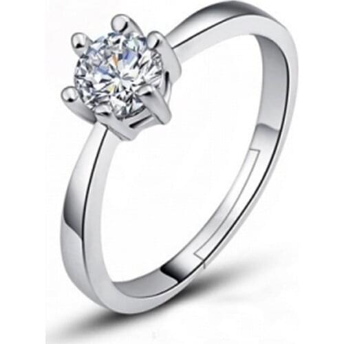 Sparkling Fashion Creative Rhinestone Six Claw Zircon Classic Ring Simple Ring Ladies Engagement Wedding Bridal Jewelry