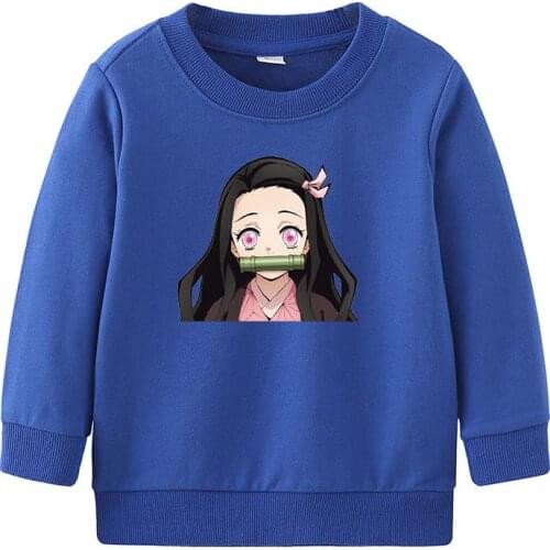 Anime Cosplay Demon Slayer Blade Round Neck Cotton Base Shirt Cute Childrens Sweatshirt New Long Sleeve Variety of Colors