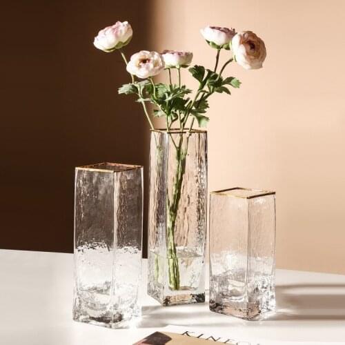 Gold Line Glass Vases Home Deco Room Flower Vase Geometric Triangle Decoration Home Transparent Creative Simple Vases