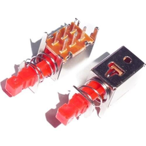 10pcs Key Switch PS-22F02 6Pins Self Locking Switch Red Push Button Switches