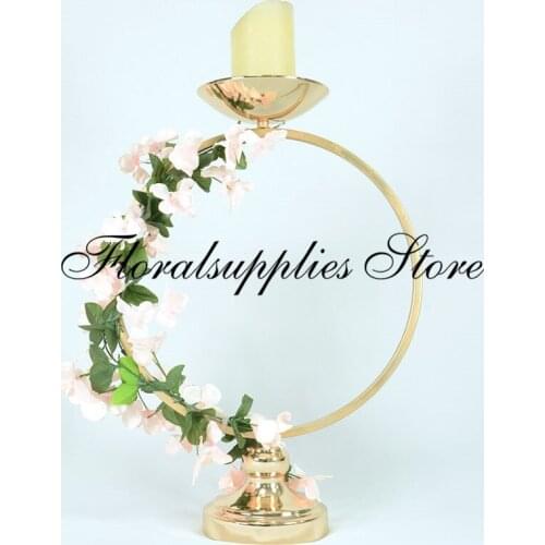 10PCS New Wedding Candle Holder Stand gold metal round Ring Arch Set for wedding table centerpieces event party decoration