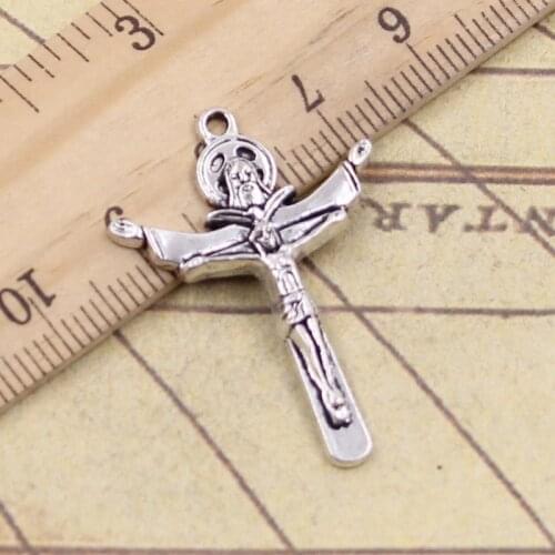 12pcs Charms Cross Jesus 34x24mm Tibetan Pendants Antique Jewelry Making DIY Handmade Craft For Bracelet Necklace
