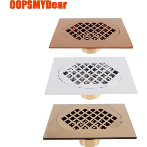 15*15cm Floor Drain Bathroom Square Copper Grate Waste Water Stopper Smell Proof Anti Bugs Pipe Hole Cover Deodorant Drainer