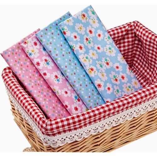 4pcs/Lot 40*50cm Pink Blue Floral Series 100% cotton fabric patchwork fabric Bundle tilda fabric for sewing Diy cloth