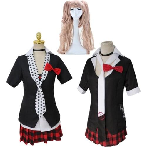 Anime DanganRonpa Enoshima Junko Cosplay Costume Full Set Zentai Uniform Girl School Sailor Suit