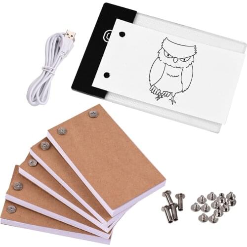 300 Sheets Drawing Paper Flip Book with Binding Screw and Light Pad LED Light Box Tablet for Drawing Tracing Animation Sketching