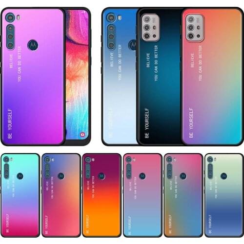Gradient BE YOURSELF Case for Motorola Moto G9 Play G8 Power Lite One Fusion Plus G Stylus Black Phone Shell Cover G30 Edge Sac