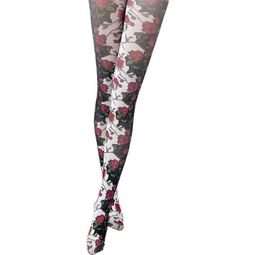 Unique spring thin stockings vintage rose flowers pattern Tights High-quality black Silk stockings shaping leggin 1 order=1pc