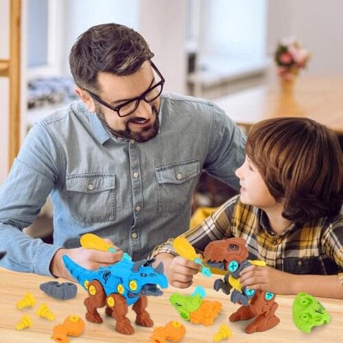DIY Children Constructor Puzzle Toy Set Dinosaur Model Screwdriver Drill Tools Kids Interactive Montessori Educational Boys