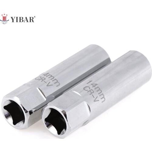 Spark Plug Socket Removal Installation Wrench Magnetic Removal Tool Thin Wall 3/8" Drive Silver 14mm