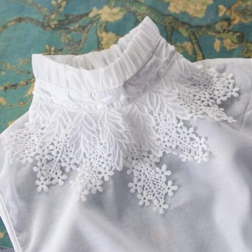 Ruffled high sweater bottoming pleated lace temperament shirt fake stand wild inside decorative collar patches