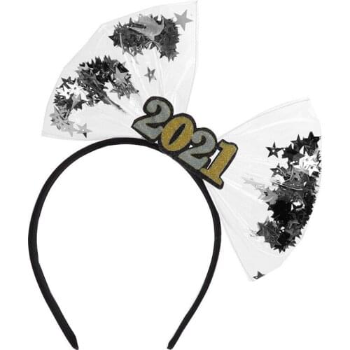 Hot sale 2021 New Year bow headband Christmas party supplies atmosphere decoration New Years Eve props headwear abc9