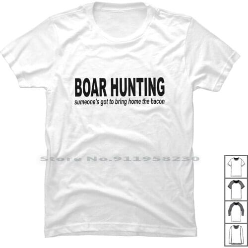Boar Hunting Tex T Shirt 100% Cotton Halloween Digital Mashup Horror Design Sign Hunt Geek Boar Boa Up Ny