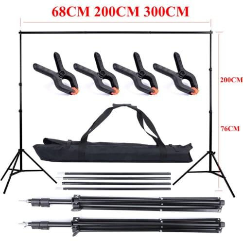 PHOTO BACKDROP STAND KIT Photo Studio Background Support Stand T Shape Backdrop for Studio Photo 68cm,200cm, 300cm