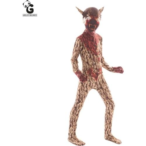 Horror Werewolf Monster Clown Costumes Halloween Costume for kids Scary Zombie Skeleton Costume Creepy Demon Purim Jumpsuit