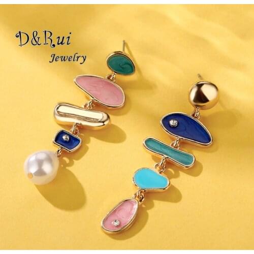 Colorful Acrylic Drop Earrings Womens Bohemian Fashion Long Big Dangling Earings Earring Brincos Accessories for Woman Girls