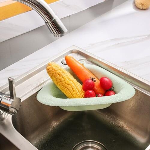 Kitchen Tools Triangular Fruit Basket Strainer Kitchen Accessories Colander Vegetable Sink Drain Basket Plastic Strainer Storage