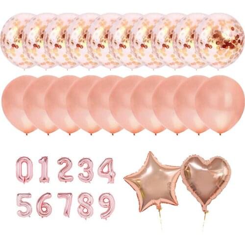 32 inch Number Aluminum Foil Balloons Rose Gold Balloon Digit Figure Balloon Child Adult Birthday Wedding Decor Party Supplies
