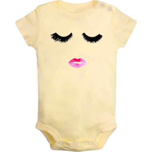 Easy And Cute Eyelash Lips with a Smile Design Newborn Baby Boys Girls Outfits Jumpsuit Printing Infant Bodysuit Clothes