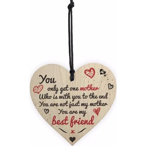 Meijiafei Only Get One Mother Wooden Hanging Heart Sign Mothers Day Present Signs for Mum Birthday