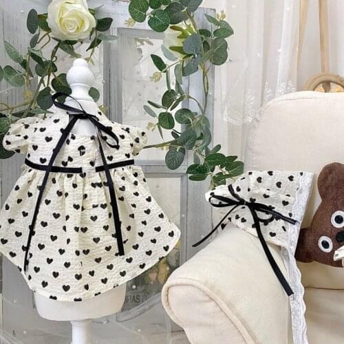 Cute Heart Cat Dog Pet Dress +Hat Summer Doggie Puppy Small Dog Costume Skirt Yorkshire Pomeranian Bichon Poodle Dog Clothes