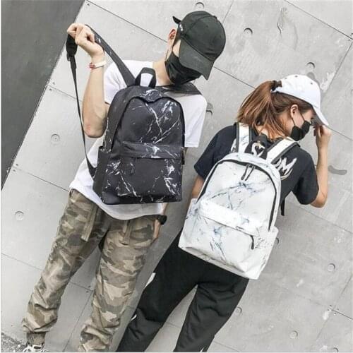 Fashion Teenager Backpack Boys Girls Marble Stone Print Backpack Rucksack Canvas Shoulder School Backpack Student Bags