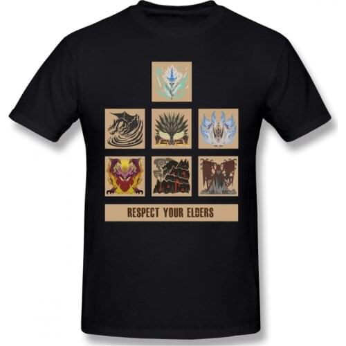 Men Monster Hunter Felyne Palico Game T-Shirts Funny Tops World Elder Dragons Pure Cotton Tees Harajuku TShirt