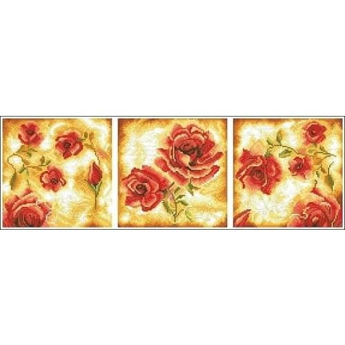 Embroidery Package High Quality Cross Stitch Kits Unopen New Luxurious Total 3 Pieces Rose Flowers Free shipping