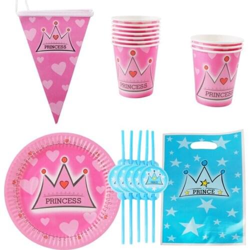 Pink Girl or Blue Boy Disposable Tableware Set Paper Cup Plates Napkins Tablecloth Baby Shower Gender Reveal Party Decor