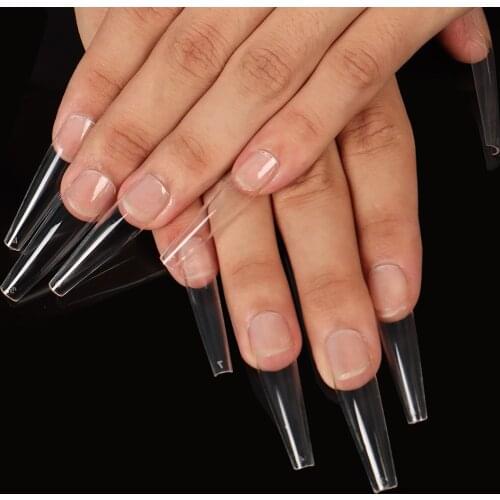 2021 New 500pcs Full Cover Fake Nail Artificial Press on Long Ballerina Clean Stiletto Coffin False Nail Long Nail Tips