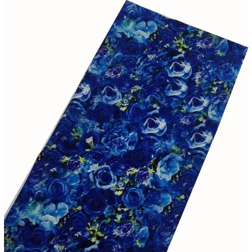 Brand New Royal Blue Rose Flower Printed Cotton Fabric 50x105cm 001 Fabric Patchwork for Cloth Dress Party Home Decor