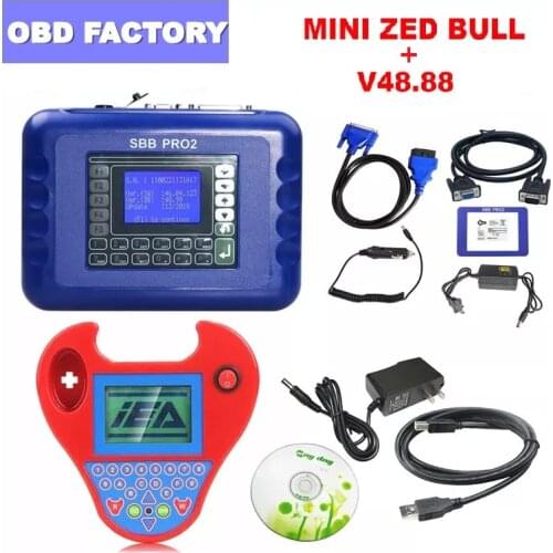 Newest Version SBB V48.88 SBB Pro2 No Token+Mini Zed-bull V508 Auto Key Transponder Programmer mini ZED BULL
