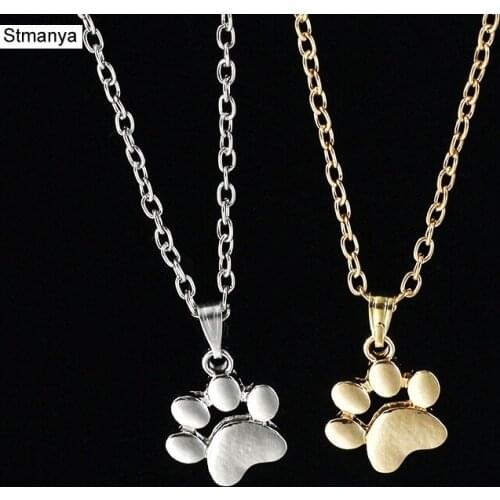 New Fashion Pet Jewelry choker Necklace Silver Color Dog cat Paw Necklace pendants Pet Memorial Paw Print necklace Jewelry N1011