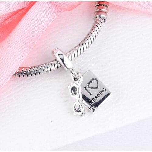 Genuine 100% 925 Sterling Silver Love Reading Metal Beads Silver Charms Fits Pandora Bracelets trinket Jewelry for DIY Making