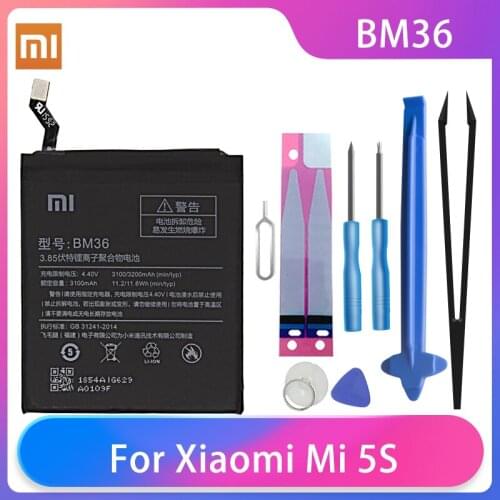 Original Xiaomi Mi 5S MI5S Phone Batterries BM36 High Capacity Rechargeable Xiaomi Phone Battery 3200mAh +Free Tools Phone AKKU
